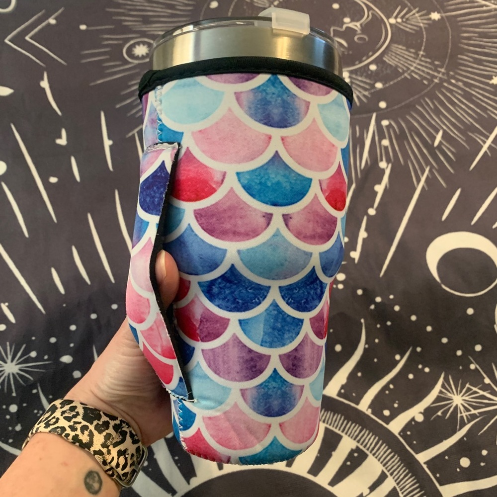 Large iced coffee tumbler koozie